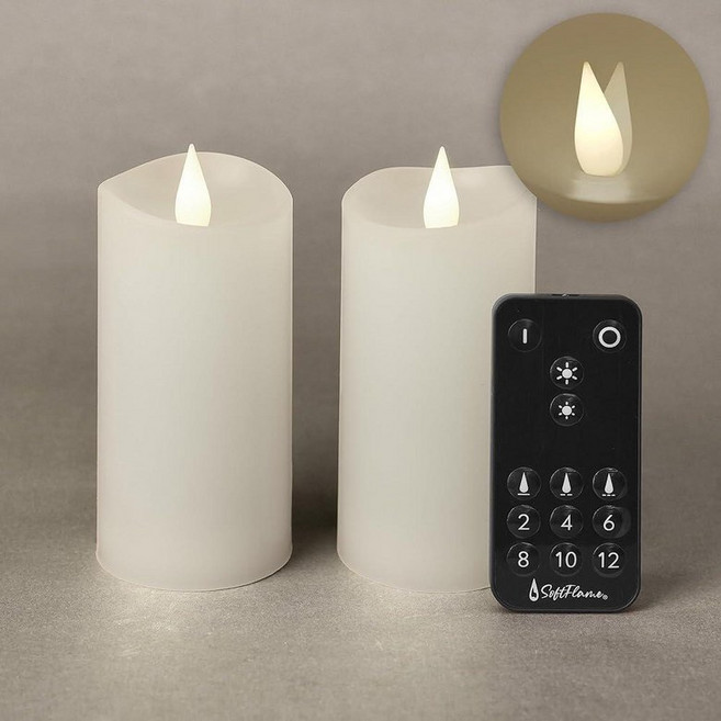 Softflame 플레임리스 멀티컬러 LED 캔들 3 x 7 217302 4584712759, 화이트 5.7cm x 10.7cm