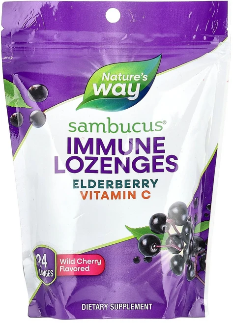 네이쳐스웨이 Nature's Way Sambucus® Lozenges Elderberry Vitamin C Wild Cherry 24 Lozenges, 1개 - 쿠팡