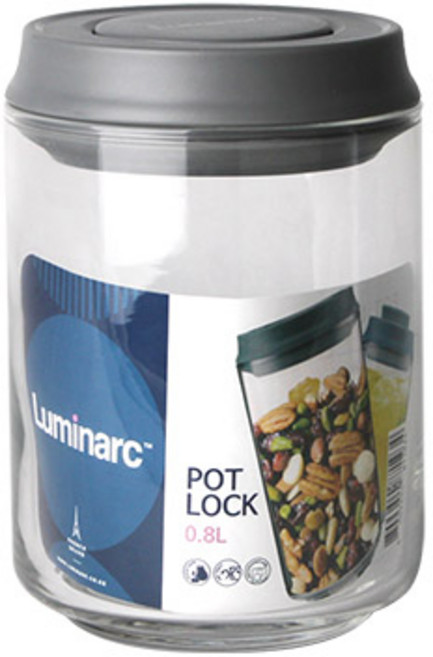 루미낙 포트락 0.8L 원터치 스마트 밀폐유리 저장용기 밀폐용기, 1개