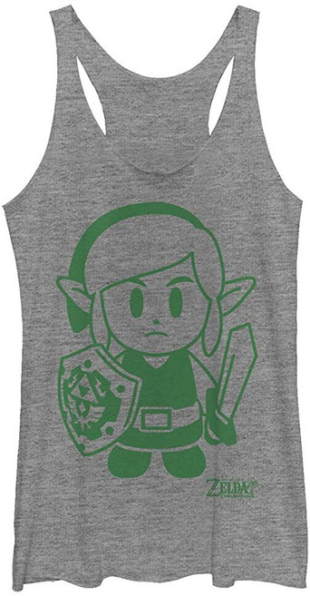 Fifth Sun 닌텐도 링크 아바타 아웃라인 여성용 레이서백 탱크탑 그레이 헤더