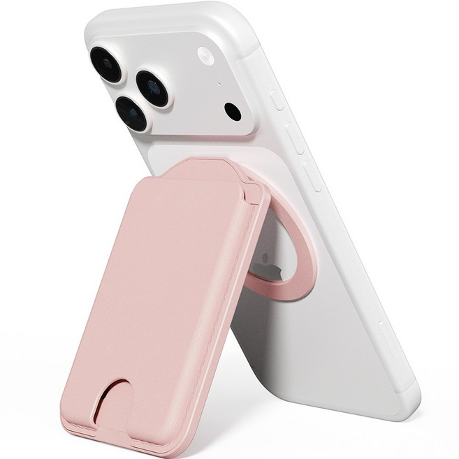 5세컨즈 아이폰 갤럭시 스탠드 핸디 맥세이프 호환 거치대 카드지갑, 1개, 핑크