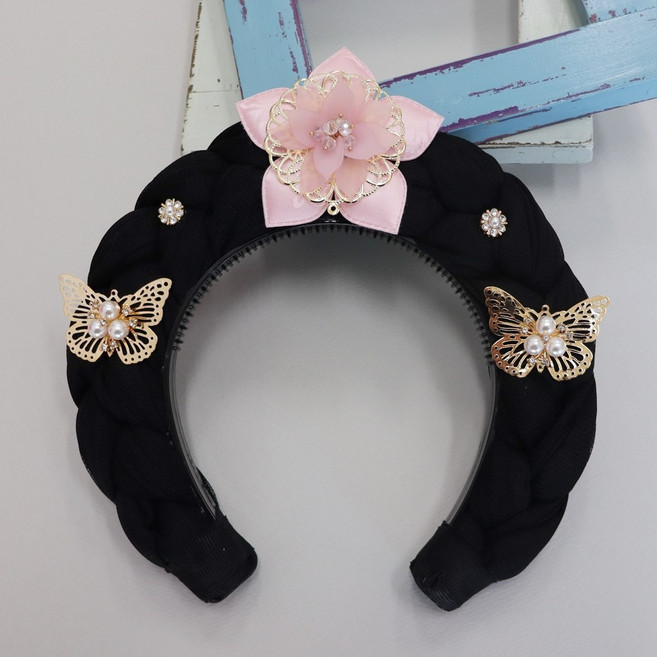 장미공주 전통 나비 가채 장신구 한복머리띠