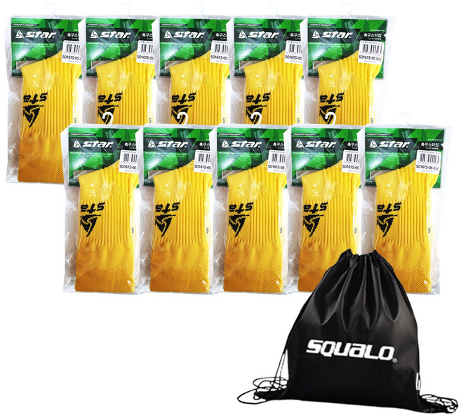 스타 축구스타킹유소년 SO161S 축구 양말 스타킹, 유소년 옐로우 10개입_SQ 파우치 포함