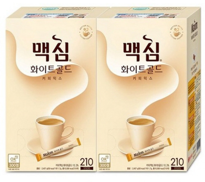 동서식품 맥심 화이트골드, 동서 맥심 화이트골드 커피믹스 210T x 2개, 2개, 210개입