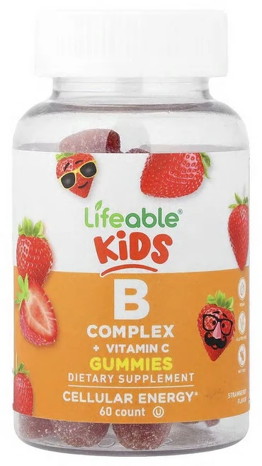 Lifeable 키즈 B 복합체 + 비타민C 구미젤리 천연 딸기 맛 구미젤리 60개 LFB-73066, Lifeable, 키즈 B 복합체 + 비타민C 구미젤리, 1 - 쿠팡