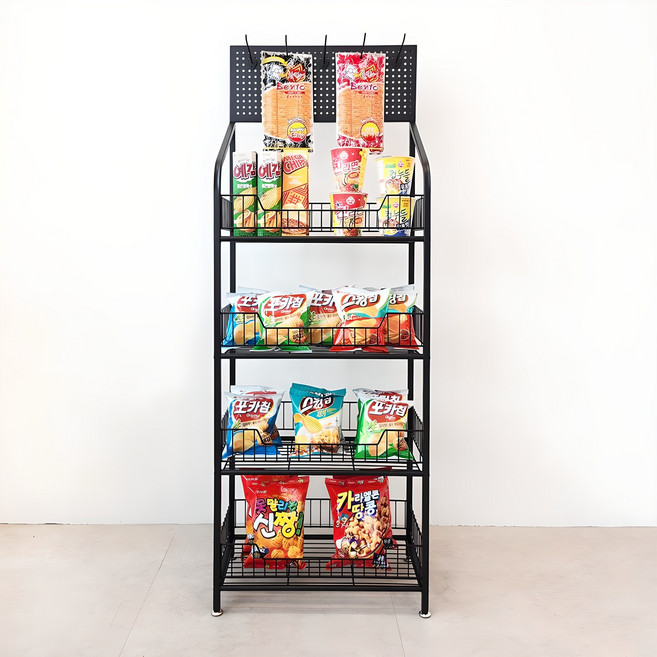 스토어91 펜트리 스낵 선반, 블랙, 4단