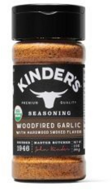 KINDER'S 시즈닝 가루 양념 킨더스 오가닉 우드파이어 마늘 소금 프리미엄 품질 MSG 무첨가 및 USDA 인증 3.5온스, 우드파이어드 갈릭, 3.5온스 (1팩)