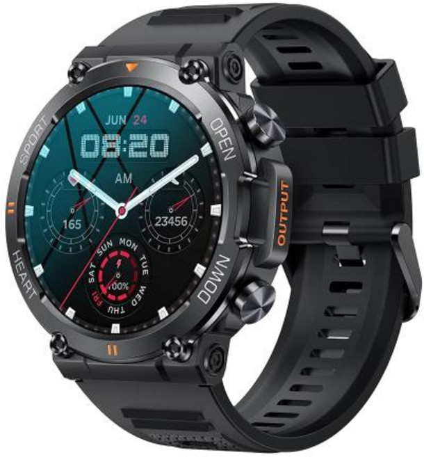 스마트시계 스마트워치 MEVADEN 남성용 HD 블루투스 통화 스포츠 피트니스 트래커 심장 모니터 400mAh 안드로이드 IOS MD56 용 1.39 인치, CHINA, Black, 4.3cm