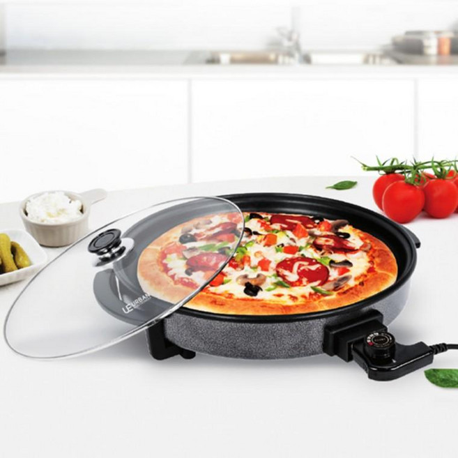 어반P42/42cm 다용도 피자팬 원형 잔치팬 전기후라이팬 명절 전 구이 강화유리뚜껑, 단일상품0