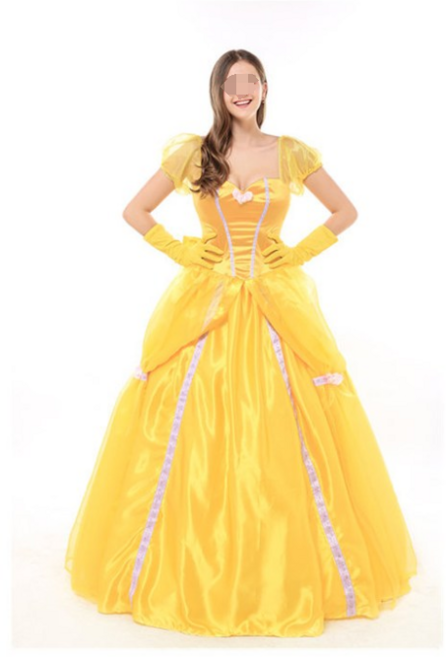 디즈니 미녀와야수 코스프레 의상 벨 드레스 풀세트