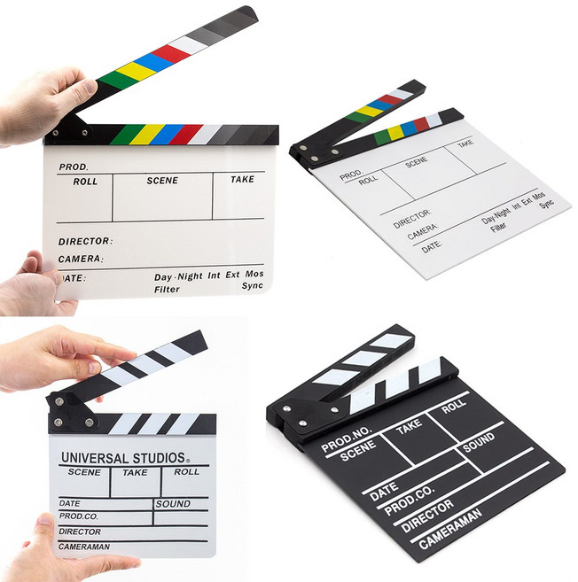 무비 슬레이트 3종 기획 클래퍼 보드 딱딱이 영화 개인방송 촬영 스레이트 아크릴 목재 소품, 옵션3) AC-A11(목재S 블랙), 1개