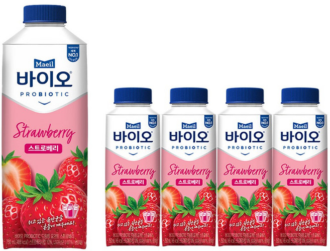 매일 바이오 드링킹 딸기750ml 1개+딸기250mlX4개/냉장무료배송, 250ml