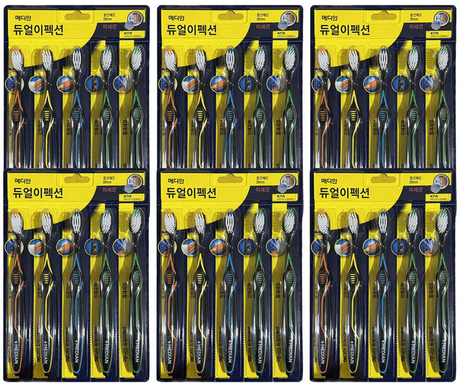 메디안 듀얼이펙션 미세모 칫솔, 5개입, 6세트