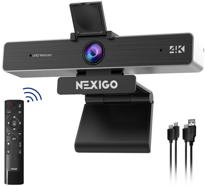 Zoom 인증 NexiGo N950P (2세대) 4K 줌 가능 웹캠 RF 리모컨 소니_스타비스 센서 5배 디지털 줌 듀얼 스테레오 마이크 포함 프로 웹 카메라 Skyp