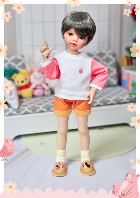 #파올라레이나 32cm 옷( 핑크 포켓 맨투맨 )[마구샵]#구체관절인형#bjd#인형옷#다락아이#관절바디#완제품, 뒷트임 없음(헤드분리O), 1개