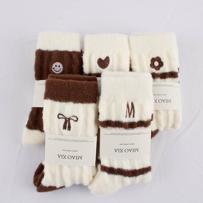 5켤레 세트 털빠짐없는 무압박 수면양말 미끄럼방지 임산부 극세사 털양말