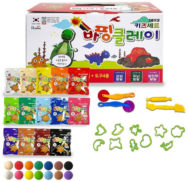 엄마랑 아이랑 바핑클레이 50g 14색세트, 50g혼합색상+모양틀+점토칼, 1개
