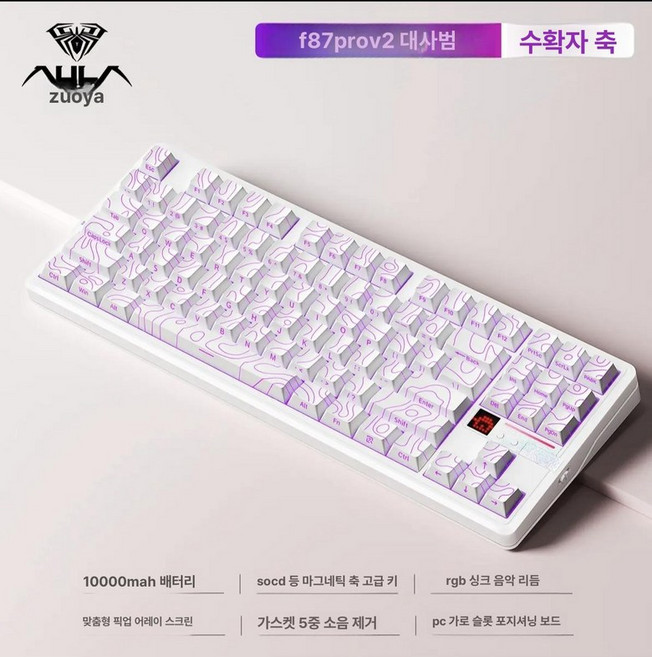 아우라 독거미 그레이축 게이밍 측각 그레이 독거미키보드 텐키리스 풀배열 그린축, 기본 모델명/품번, F87ProV2 에디션 화이트 B