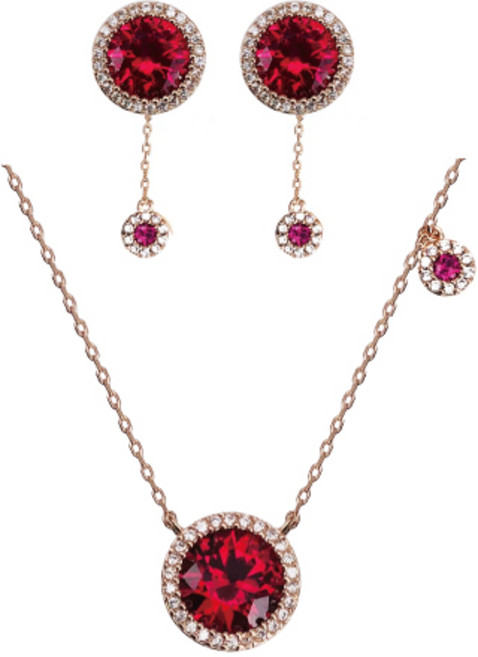 [혜성주얼리] 루시엘 딥레드 루비 목걸이 귀걸이 2종