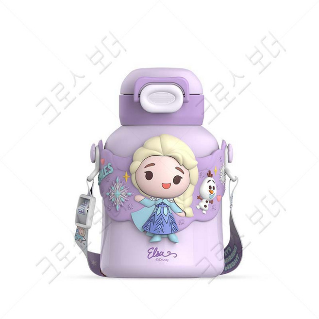 크로스 보더 480ml 겨울왕국 원터치 보온보냉 어린이 텀블러, 보라색, 1개