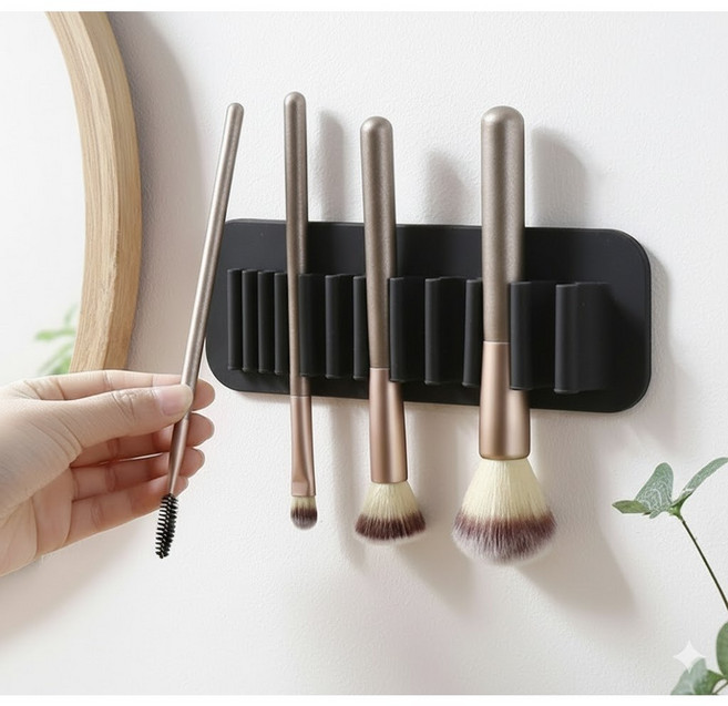 실리콘 멀티 거치대 13슬롯/메이크업 블러쉬 거치대 1+1 [공간참견], 1개, 핑크+블랙