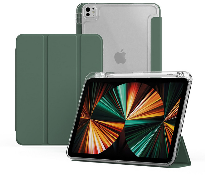 아이드 아이패드 클리어아머 애플펜슬 수납 케이스, 다크그린, 1개