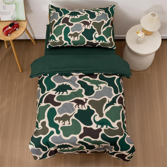 NTBED 4 Pieces Camo Toddler Bedding Set for Baby Girls Boys Forest Hunting Camouflage Printed Inc, Green