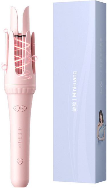 SUUNI 전자동 고데기 웨이브 빅 웨이브 전동 고데기로 음이온을 상하지 않는 펌, 핑크색