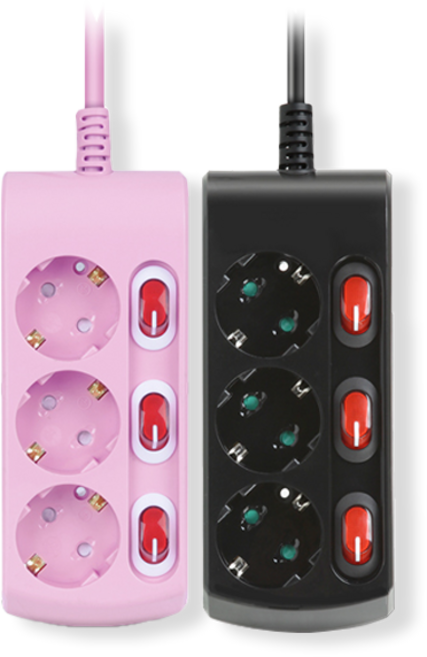 러그박스 3/4/6구 개별 화이트 1.5미터 / 3미터 이지콕 납작 플러그, 블랙 3구, 5m, 1개