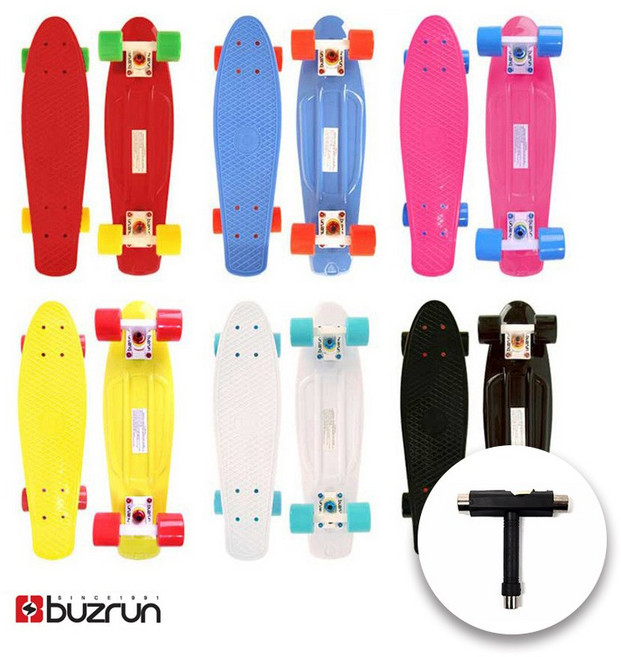 버즈런 22인치 크루져보드 티툴 증정 바퀴색상랜덤, 레드, 1개