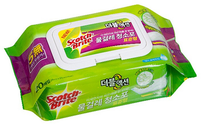 3M 스카치브라이트 최신형 더블액션 표준형 물걸레 청소포 20매입, 1개