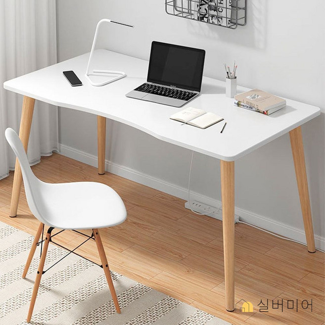 화이트우드 심플 곡선 사무용 책상, 1200x600, 1200x600