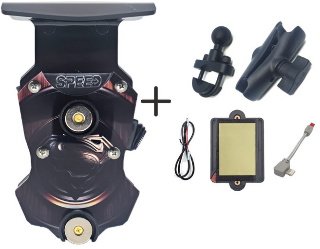 스피드샵 배달대행 오토바이 자석 충전거치대 1구커버 슈퍼맨 LED화이트 세트, 1구슈퍼맨화이트+U볼트+고급아이폰