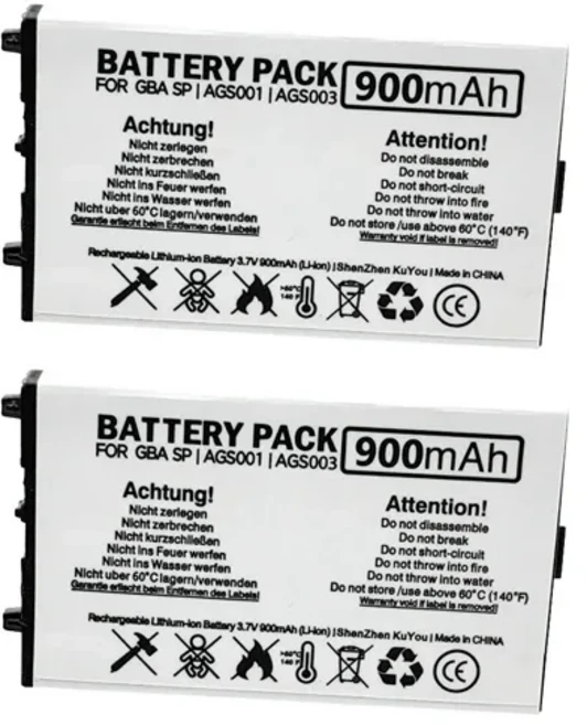 Nintendo GBA SP Lipo 배터리 게임 보이 어드밴스 팩 콘솔 용 3.7V 900mAh 리튬 이온, 02 2pcs