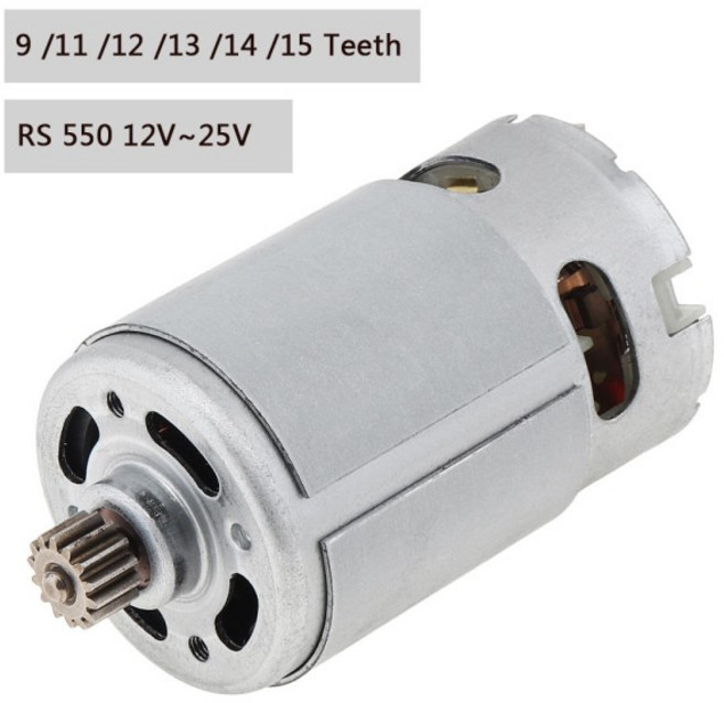 모터 호환 교체 RS550 DC 모터 12V 14.4V 16.8V 18V 25V 마이크로 엔진 전기 9/11/12/13/14/15 치아 드릴 용 고 토크 기어 박스, 02 18V, 05 9Teeth, 01 CN, 1개