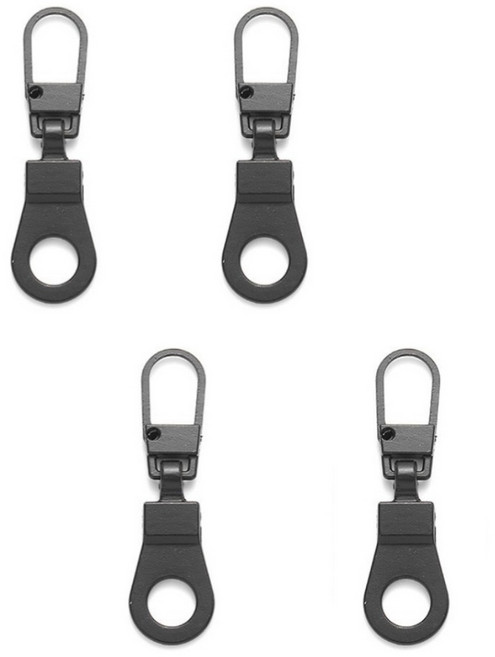 셀프 DIY 얇은 지퍼 고리 기본형, 4개, 블랙 4p