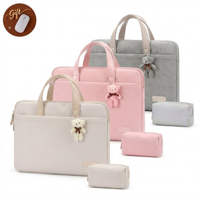 슬림 넉넉 노트북 파우치 가방 17인치 3중 보호 마우스패드 포함 삼성 갤럭시북 엘지그램 맥북 호환, 그레이