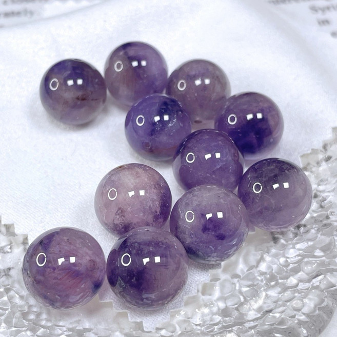 泰福水晶 粉紫超七 13mm 天然水晶散珠