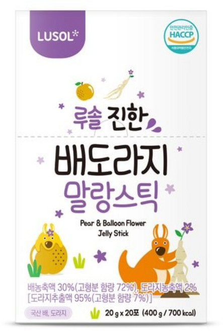 루솔 루솔 진한 배도라지 말랑스틱 20포, 혼합맛(배/도라지)