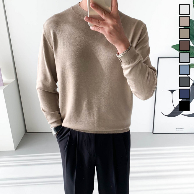 놈시크 M-4XL 남자 니트 부드러운 캐시미어 라운드 스판 스웨터 빅사이즈