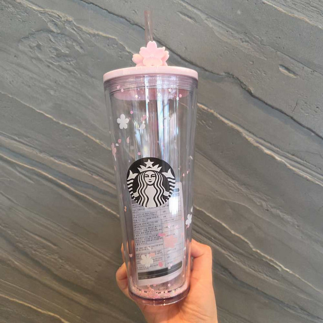 스타벅스 블루밍 플라워 콜드컵 710ml 빨대 대용량 텀블러 2026 벚꽃 md + 쇼핑백 세트, 1개