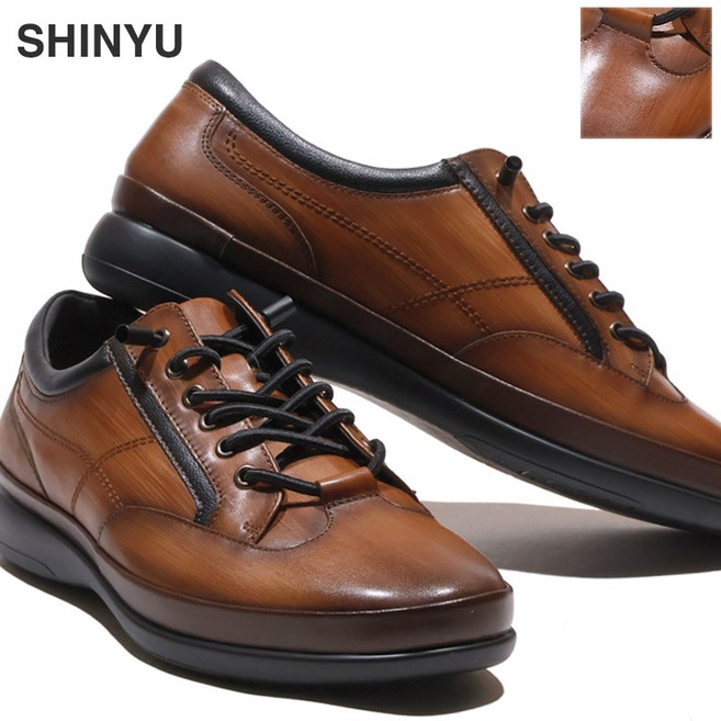 신유 남자 소가죽 스니커즈 발편한 캐주얼 정장 운동화 D2119