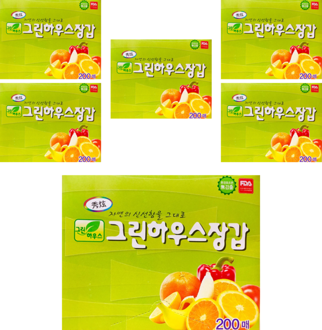 GreenHouse 그린하우스 위생장갑 200매, 200개, 6개