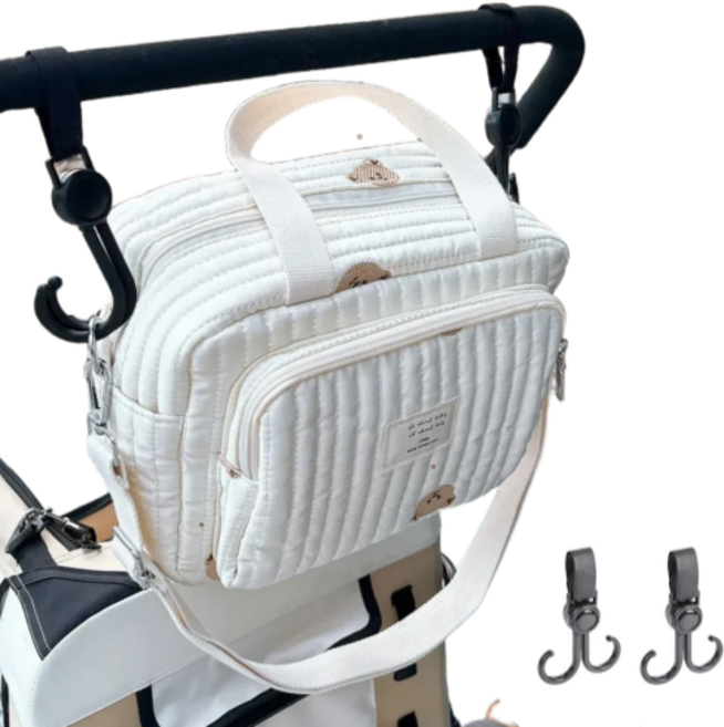 러블리솜 유모차 기저귀가방 오거나이저 보관함 가방걸이, 아이보리 중형