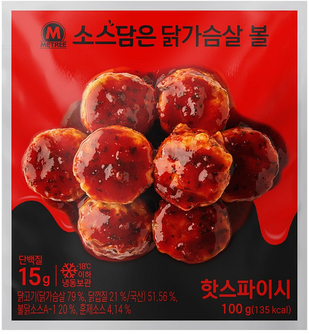 미트리 소스담은 닭가슴살 볼 핫스파이시, 100g, 32개