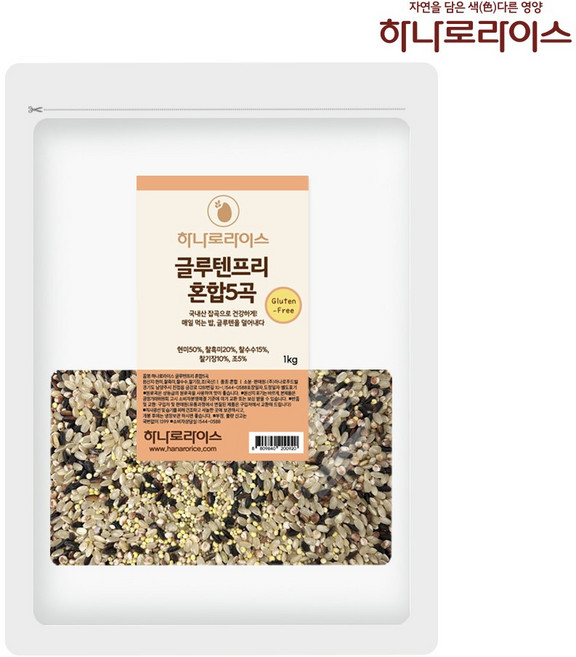 [하나로라이스] 식이섬유 풍부한 글루텐프리 혼합5곡 1kg, 1개