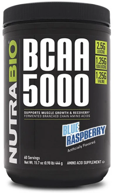 뉴트라바이오 BCAA 5000 블루 라즈베리 맛 분말, 1개, 444g - 쿠팡