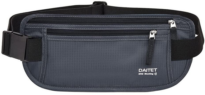 RFID 차단 머니 벨트 남성 및 여성용 슬림 패니 팩 여행 달리기 여권 홀더 휴대폰 현금용 허리 숨김 지갑 블랙. RFID 차단 및 벨트 너비: 2.5cm(1인, 블랙 다크 그레이