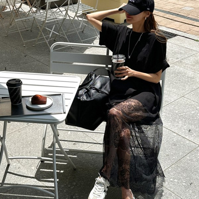 [난닝구]세치운 레이어드레이스원피스