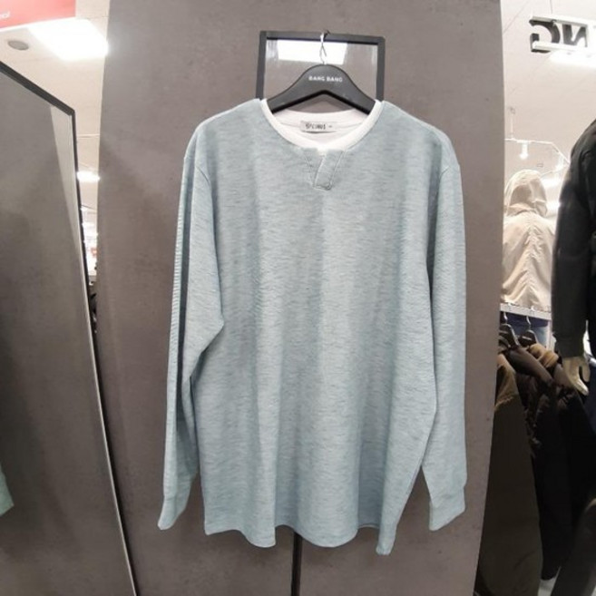 HC09 남자 봄 이중 헨리넥면라운드티셔츠 CTL118